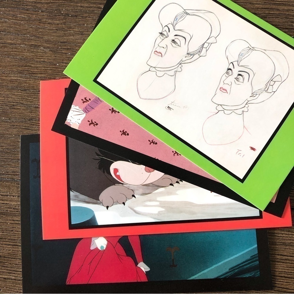 Disney Villains Postcards: Cinderella: Lady Tremaine and Lucifer 4 pack.